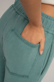 SPODNIE DRESOWE TYPU JOGGER Z EFEKTEM WASHED MORSKIE - ODENSE