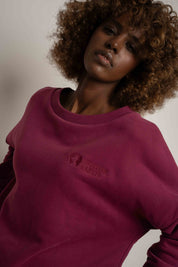 BLUZA OVERSIZE Z SZEROKIM DEKOLTEM BURGUNDOWA - MULL