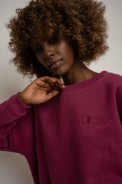 BLUZA OVERSIZE Z SZEROKIM DEKOLTEM BURGUNDOWA - MULL