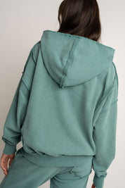 BLUZA OVERSIZE Z EFEKTEM WASHED MORSKA  - OSLO