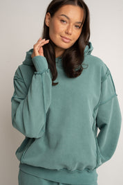BLUZA OVERSIZE Z EFEKTEM WASHED MORSKA  - OSLO