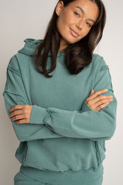 BLUZA OVERSIZE Z EFEKTEM WASHED MORSKA  - OSLO