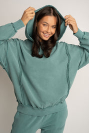 BLUZA OVERSIZE Z EFEKTEM WASHED MORSKA  - OSLO