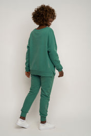 BLUZA OVERSIZE Z SZEROKIM DEKOLTEM ZIELONA - MULL