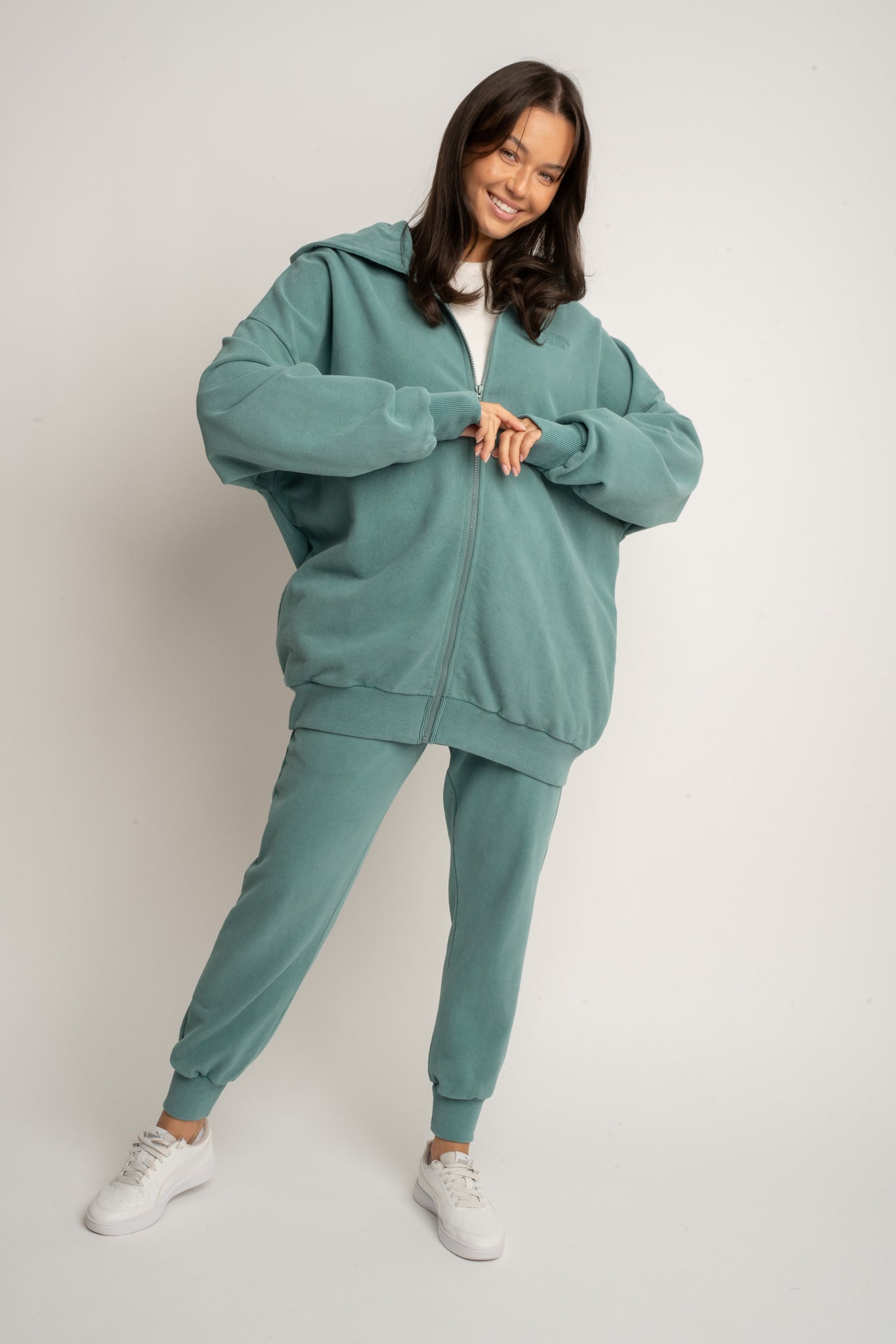 BLUZA Z KAPTUREM Z EFEKTEM WASHED MORSKA- SKAGEN