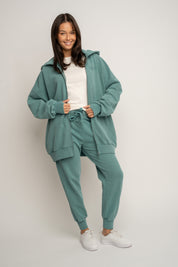 BLUZA Z KAPTUREM Z EFEKTEM WASHED MORSKA- SKAGEN
