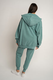 BLUZA Z KAPTUREM Z EFEKTEM WASHED MORSKA- SKAGEN