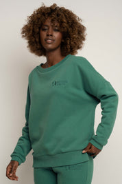 BLUZA OVERSIZE Z SZEROKIM DEKOLTEM ZIELONA - MULL
