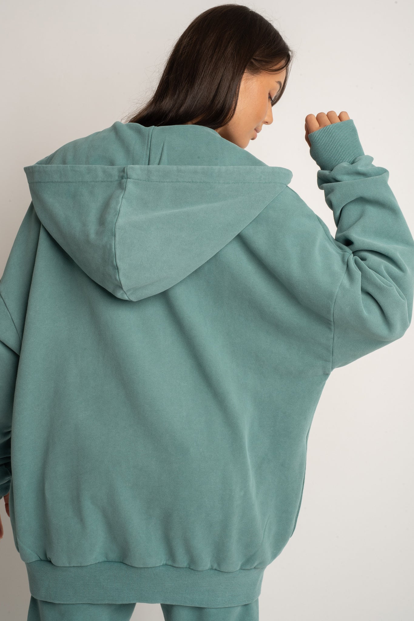 BLUZA Z KAPTUREM Z EFEKTEM WASHED MORSKA- SKAGEN
