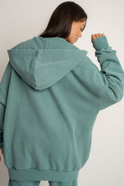 BLUZA Z KAPTUREM Z EFEKTEM WASHED MORSKA- SKAGEN