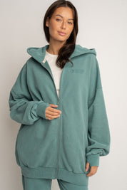 BLUZA Z KAPTUREM Z EFEKTEM WASHED MORSKA- SKAGEN