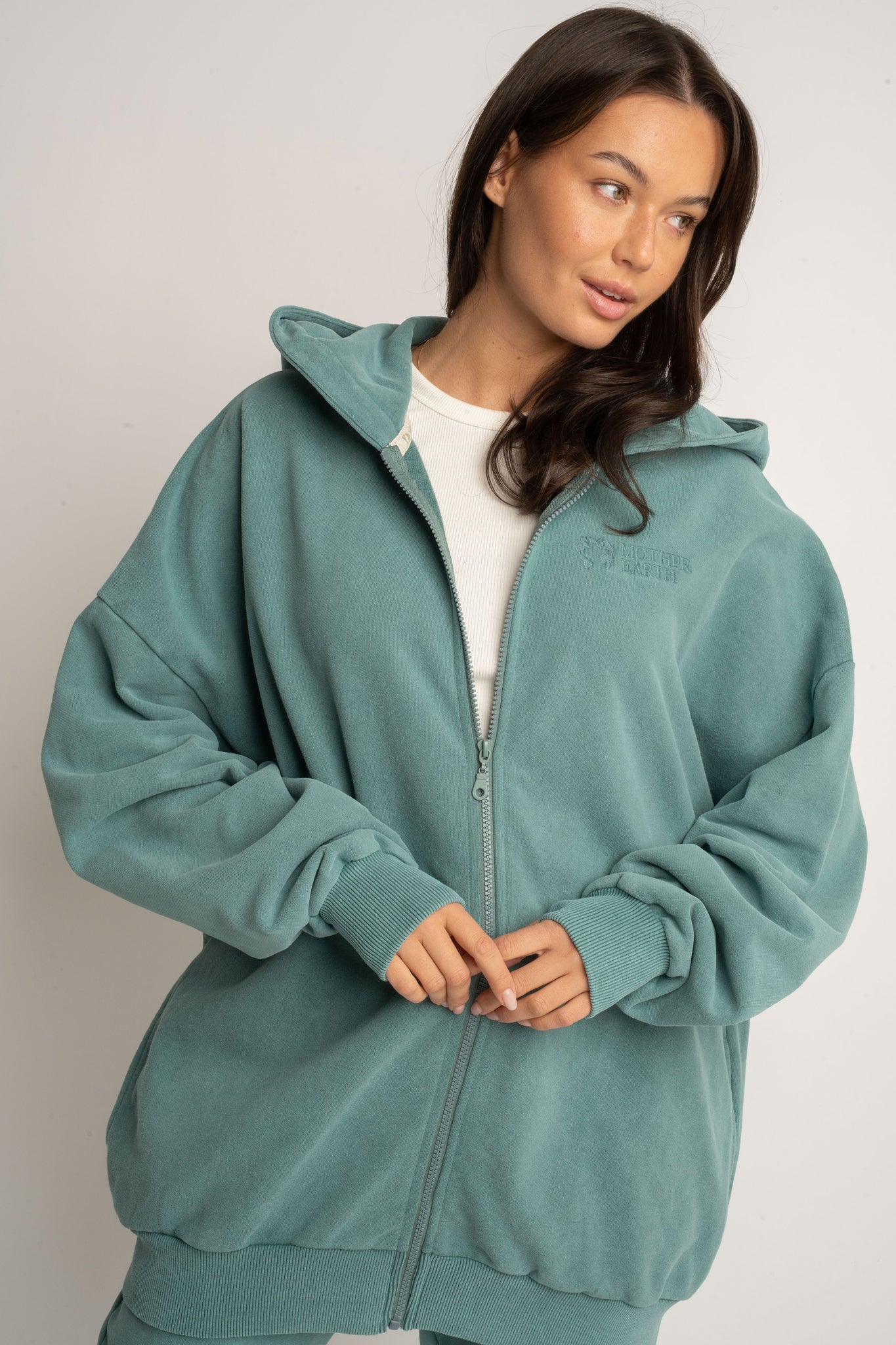 BLUZA Z KAPTUREM Z EFEKTEM WASHED MORSKA- SKAGEN