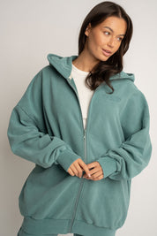 BLUZA Z KAPTUREM Z EFEKTEM WASHED MORSKA- SKAGEN