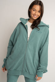 BLUZA Z KAPTUREM Z EFEKTEM WASHED MORSKA- SKAGEN