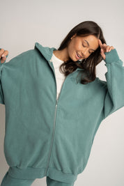 BLUZA Z KAPTUREM Z EFEKTEM WASHED MORSKA- SKAGEN