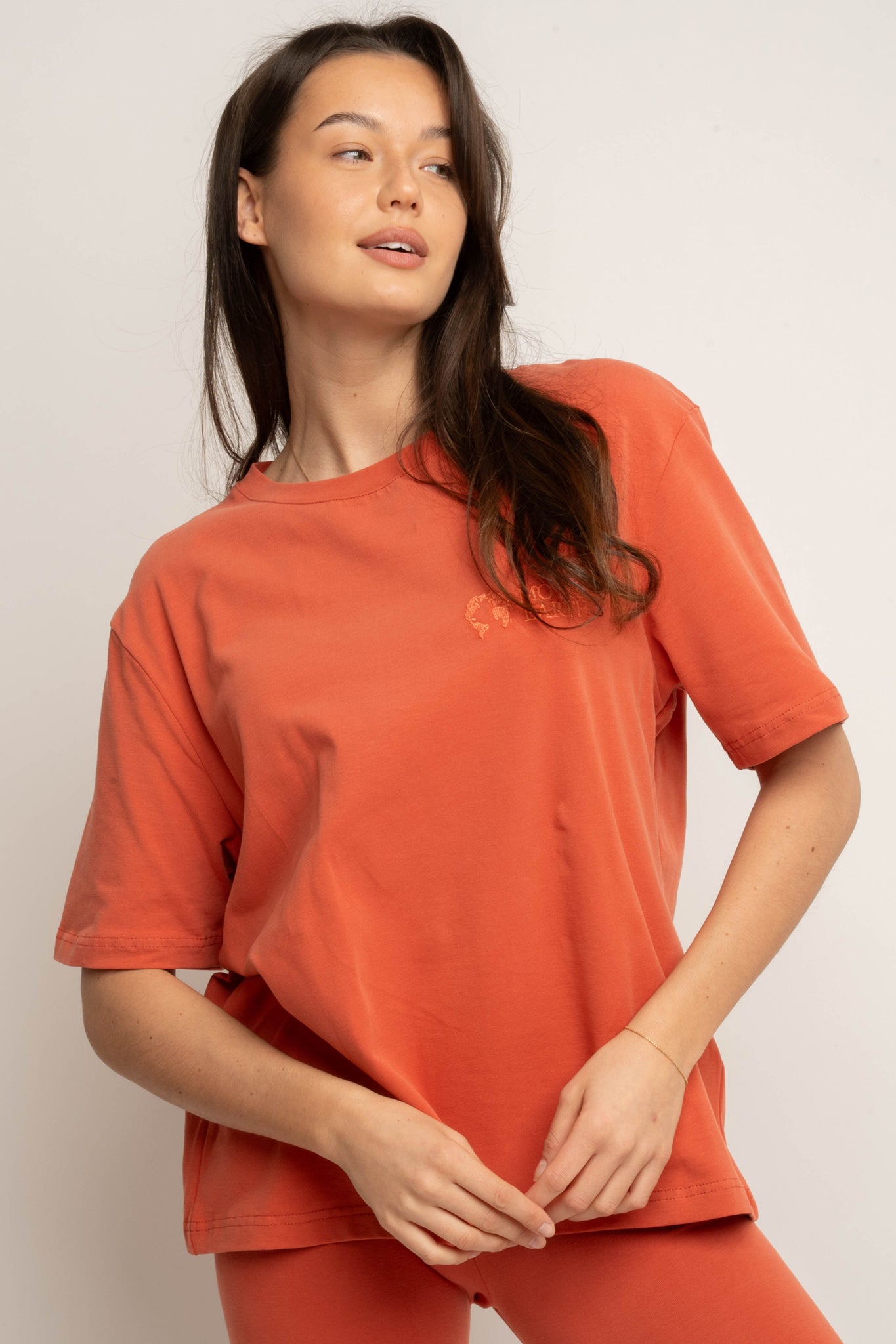 T-SHIRT DAMSKI POMARAŃCZOWY - OYSTER
