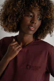 OVERSIZED T-SHIRT WITH A DELICATE WASH EFFECT, BURGUNDY - MORAINE