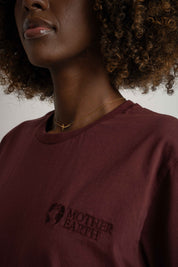 OVERSIZED T-SHIRT WITH A DELICATE WASH EFFECT, BURGUNDY - MORAINE
