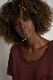 OVERSIZED T-SHIRT WITH A DELICATE WASH EFFECT, BURGUNDY - NUSA