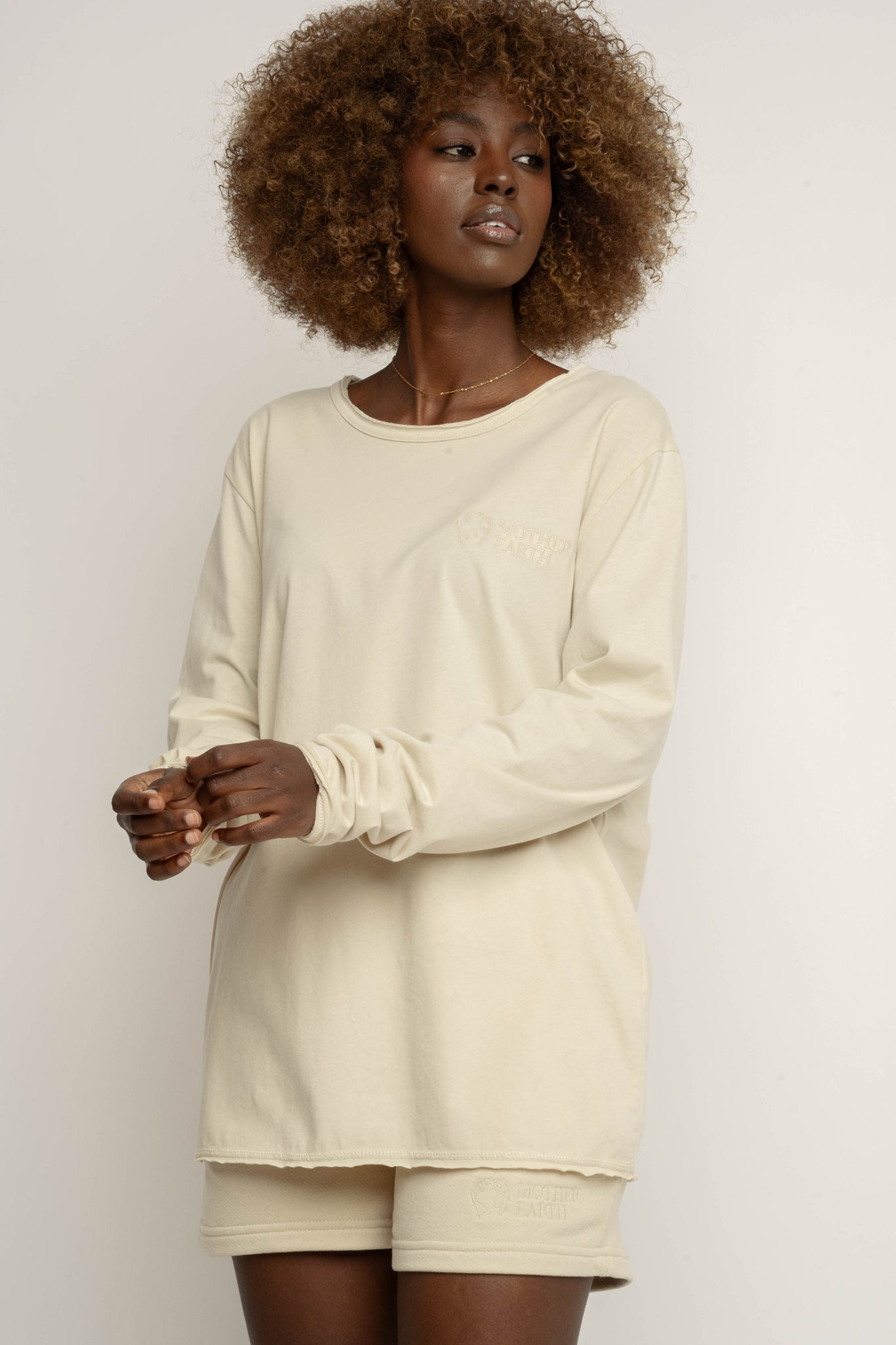COTTON LONG-SLEEVED BLOUSE LIGHT BEIGE - NAMIB