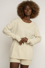 COTTON LONG-SLEEVED BLOUSE LIGHT BEIGE - NAMIB