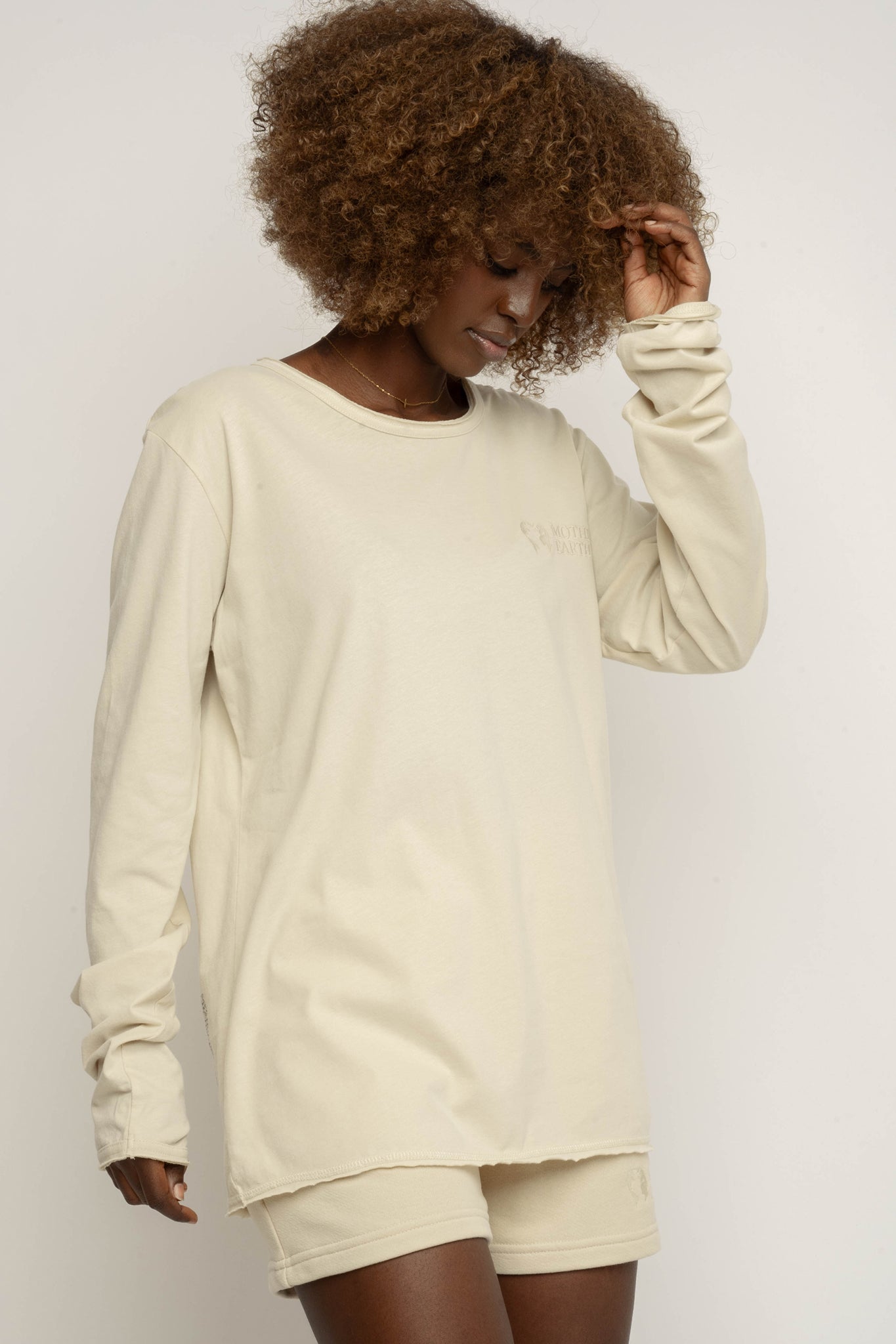 COTTON LONG-SLEEVED BLOUSE LIGHT BEIGE - NAMIB