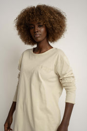 COTTON LONG-SLEEVED BLOUSE LIGHT BEIGE - NAMIB