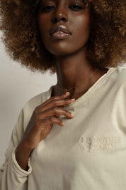 COTTON LONG-SLEEVED BLOUSE LIGHT BEIGE - NAMIB