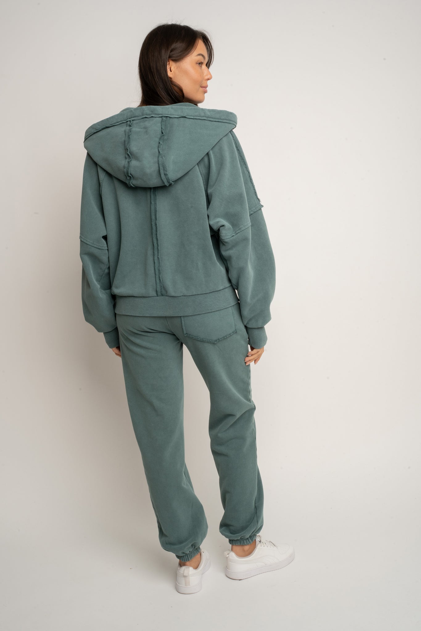 WASHED EFFECT HOODIE GREEN - NARVIK