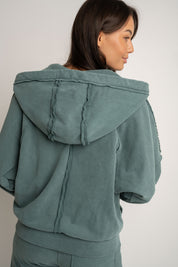WASHED EFFECT HOODIE GREEN - NARVIK