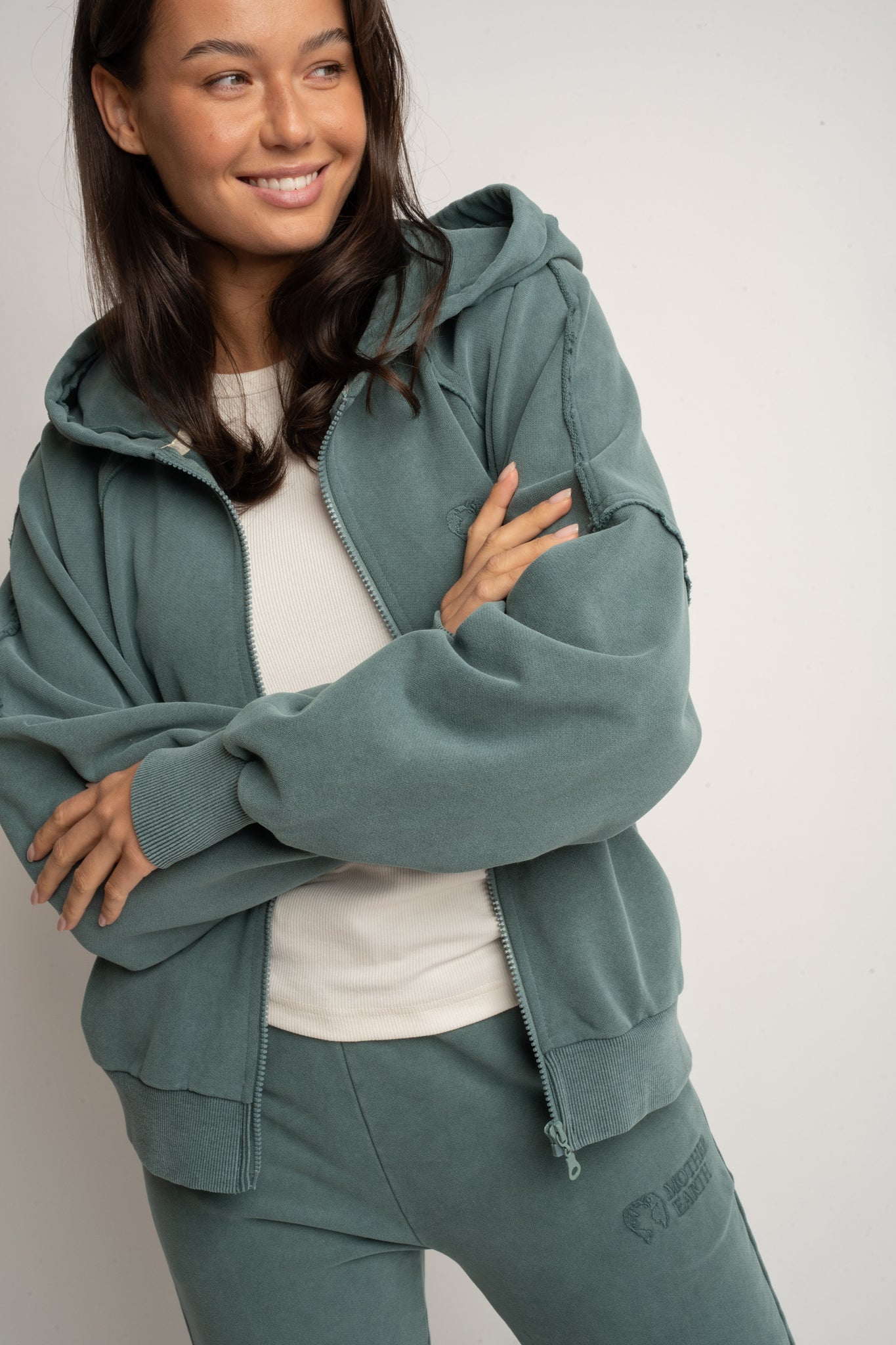 WASHED EFFECT HOODIE GREEN - NARVIK