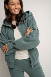 WASHED EFFECT HOODIE GREEN - NARVIK