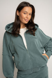 WASHED EFFECT HOODIE GREEN - NARVIK