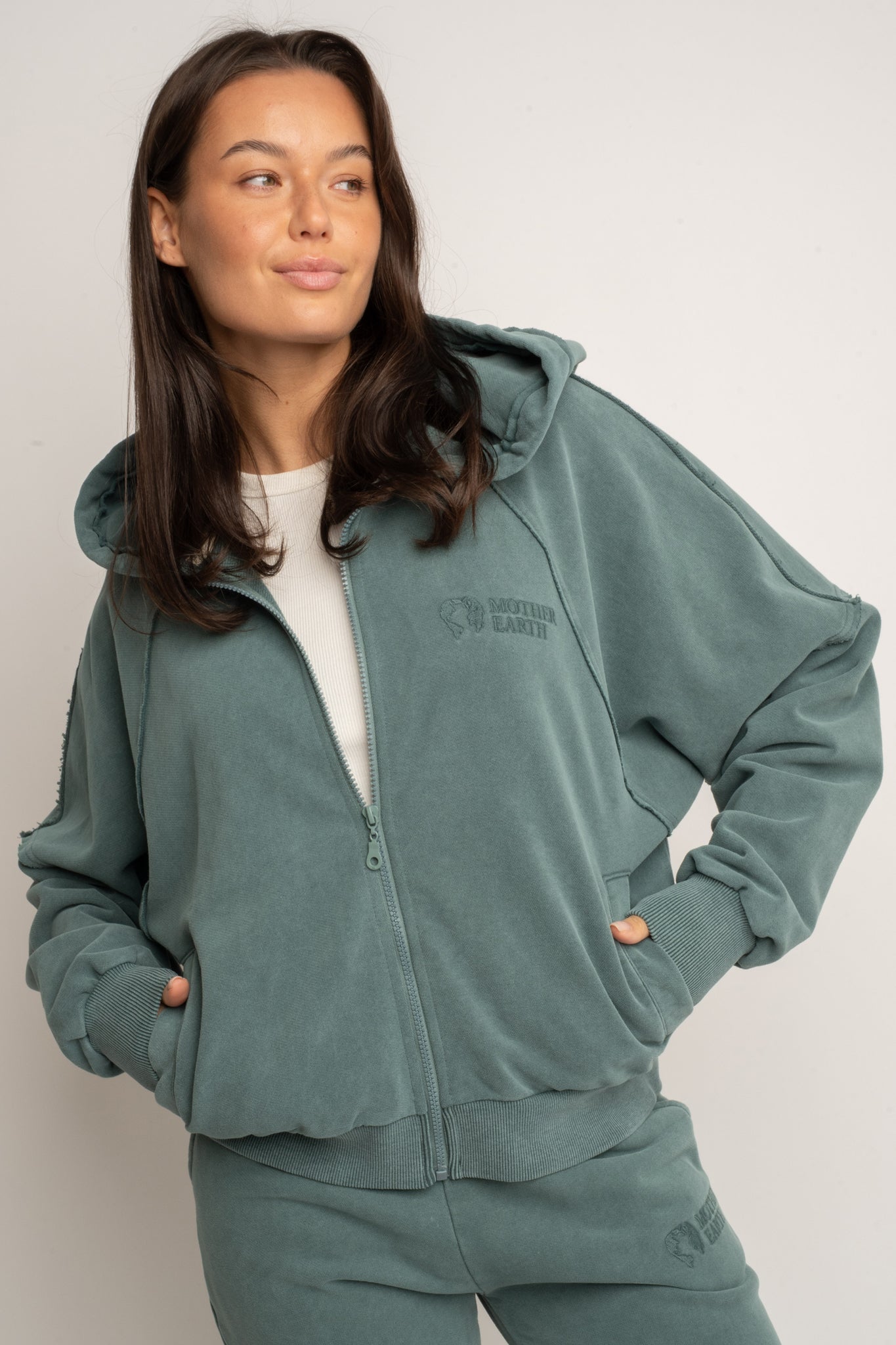 WASHED EFFECT HOODIE GREEN - NARVIK