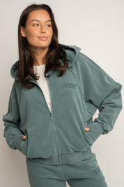 WASHED EFFECT HOODIE GREEN - NARVIK