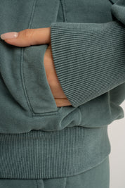 WASHED EFFECT HOODIE GREEN - NARVIK