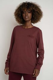 OVERSIZED LONGSLEEVE WITH A DELICATE BURGUNDY WASH EFFECT - GILI