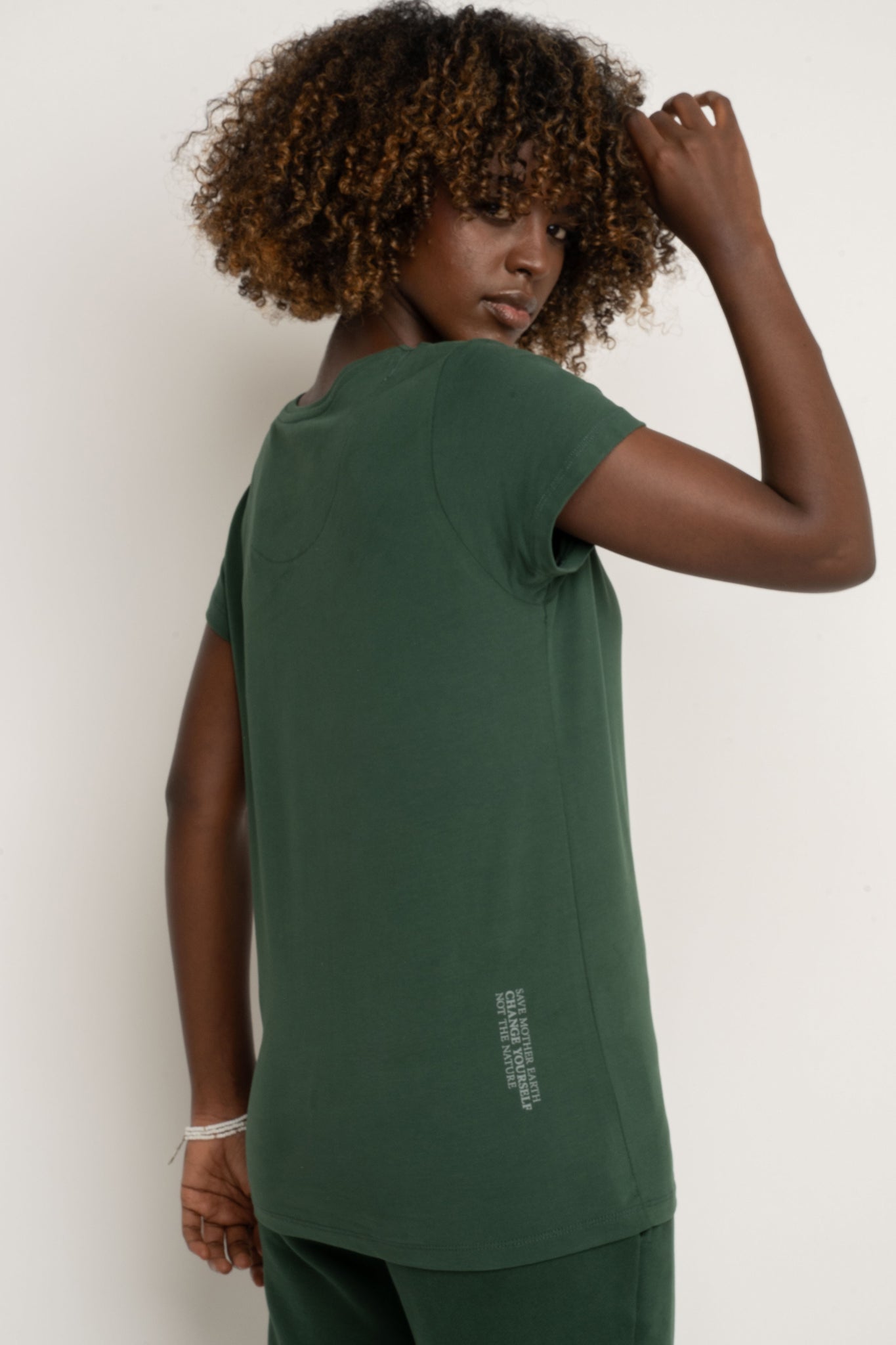 WOMEN'S DARK GREEN T-SHIRT - PETIT