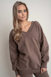BLUZA Z DEKOLTEM OVERSIZE CAPPUCCINO - BISCOE