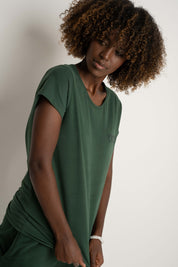 WOMEN'S DARK GREEN T-SHIRT - PETIT