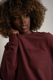 OVERSIZED LONGSLEEVE WITH A DELICATE BURGUNDY WASH EFFECT - GILI
