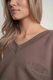 BLUZA Z DEKOLTEM OVERSIZE CAPPUCCINO - BISCOE