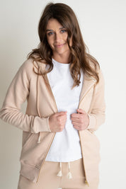 ZIPPER HOODED SWEATSHIRT SAND - ZANZIBAR