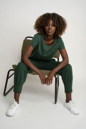 WOMEN'S DARK GREEN T-SHIRT - PETIT