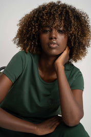 WOMEN'S DARK GREEN T-SHIRT - PETIT