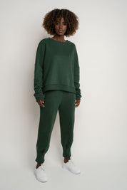 BLUZA O KROJU REGULAR FIT Z DŁUŻSZYM TYŁEM CIEMNOZIELONA - COOK