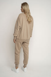 BLUZA Z DEKOLTEM OVERSIZE JASNOBRĄZOWA - BISCOE
