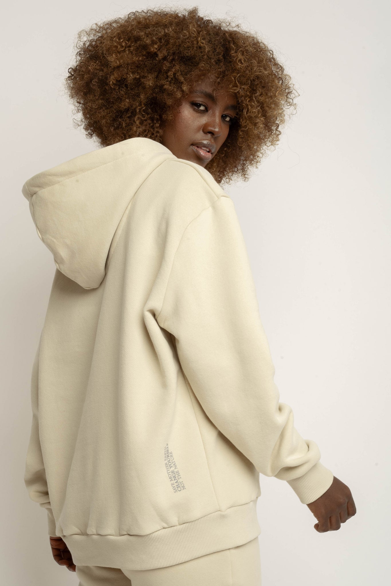 LIGHT BEIGE HOODIE - MOHELI RECYCLED
