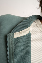 GREEN WASHED EFFECT BASEBALL SWEATSHIRT - ALESUND