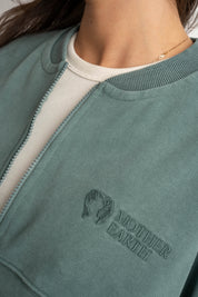 GREEN WASHED EFFECT BASEBALL SWEATSHIRT - ALESUND